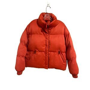 Red Puffer Jacket Women’s Size S Winter Front Zip Thick Collar NWT